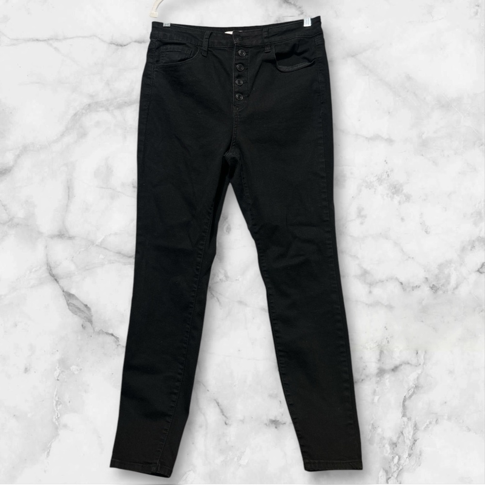 So Womens Skinny‎ Jeans Black Stretch Button Fly High Rise Denim Juniors 15/32W